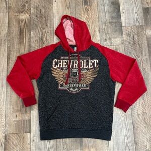 Red Sweatshirt with Bold Graphic Design